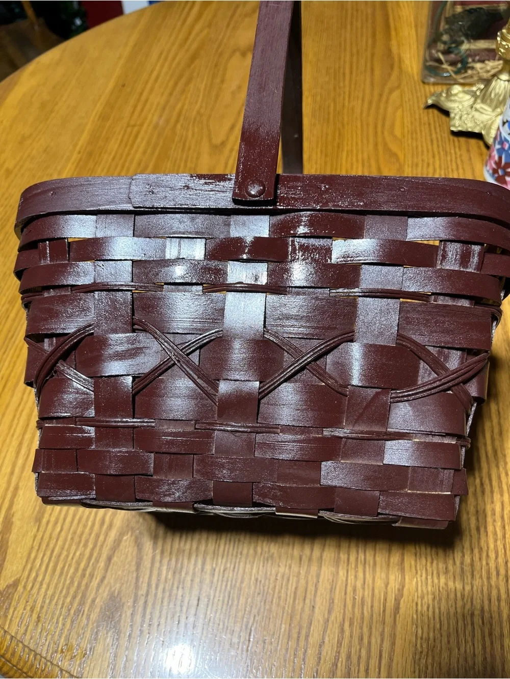 Dark Brown Woven Basket with Handle
